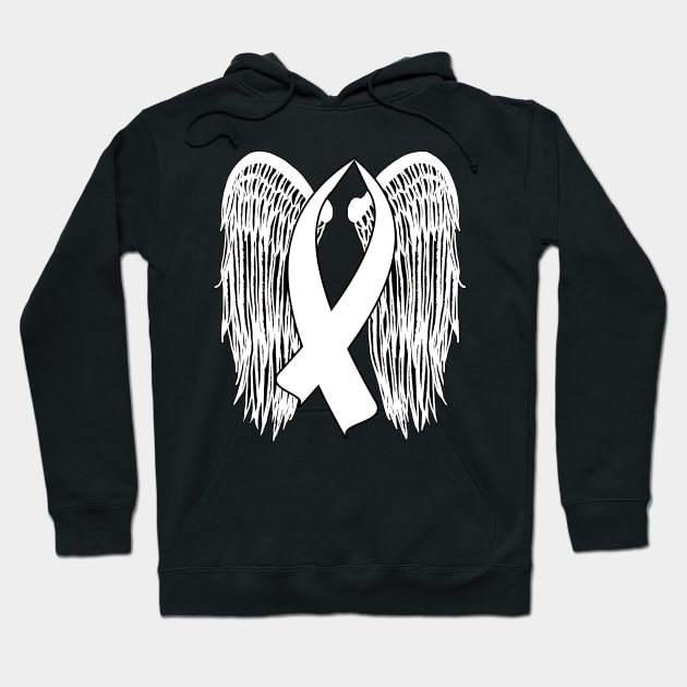 Winged Awareness Ribbon (White) Hoodie by BlakCircleGirl